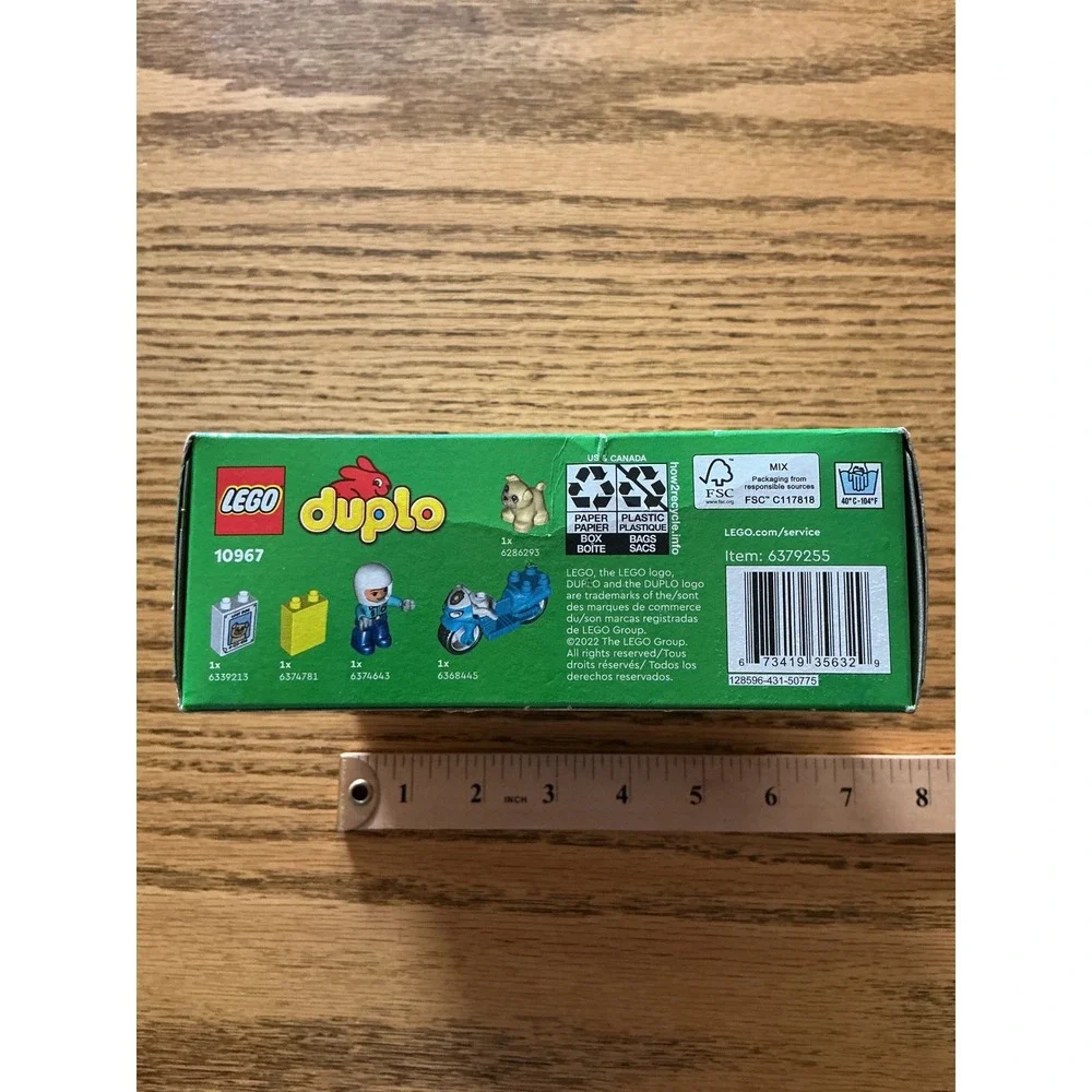 LEGO Duplo Police Motorcycle 10967 Preschool Building Toy 5 Pieces New